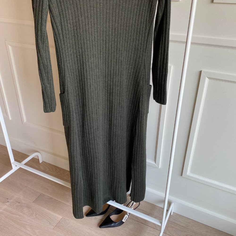 INTERMIX Ribbed Duster Cardigan Sweater - Green - Picture 8 of 15